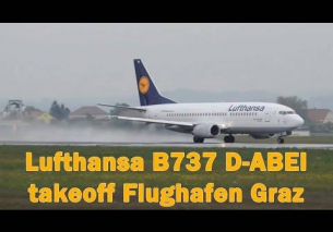 Lufthansa LH1265 rainy takeoff Flughafen Graz | B737 D-ABEI