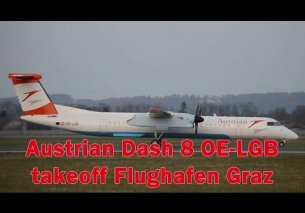 Austrian OS978 Dash 8 takeoff Flughafen Graz | OE-LGB
