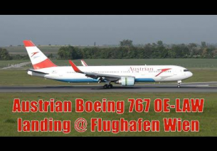Austrian Airlines 767 landing @ Flughafen Wien | OE-LAW