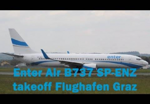 Enter Air B737 takeoff Flughafen Graz | SP-ENZ
