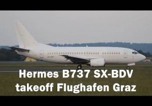 Hermes Airlines B737 takeoff Flughafen Graz | SX-BDV