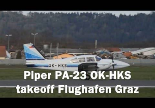 Piper PA-23 Aztec takeoff Flughafen Graz | OK-HKS