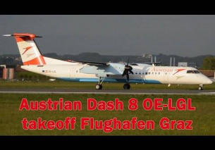 Austrian OS245 Dash 8 takeoff Flughafen Graz | OE-LGL