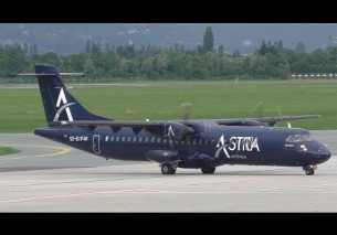 Astra Airlines ATR 72 landing at Graz Airport | SX-DIP