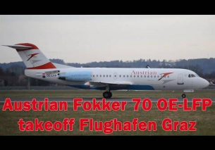 Austrian OS203 F70 takeoff Flughafen Graz | OE-LFP