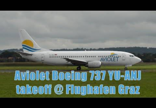 Aviolet Boeing 737 YU-ANJ takeoff at Graz Airport